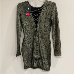 Love Culture Shimmer Lace Up Cocktail Dress